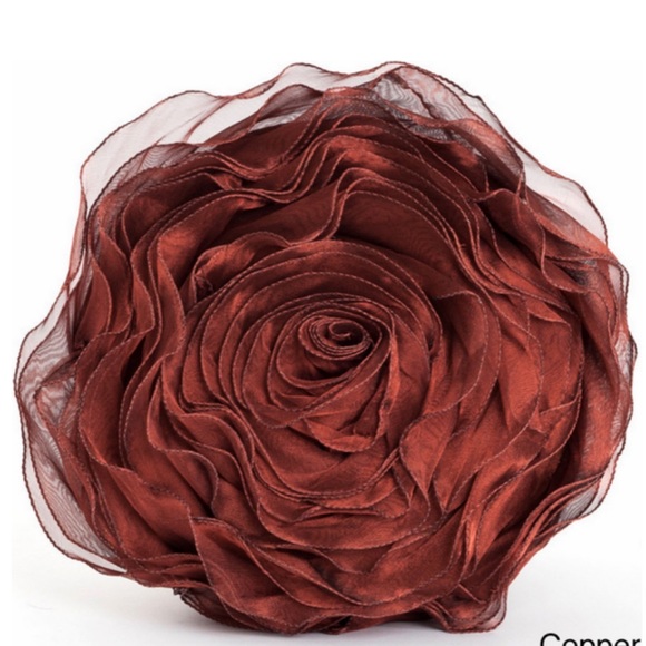 Hayley Rose Chiffon Decorative Throw Pillow With Filler, 16" Round, Copper - Picture 8 of 8